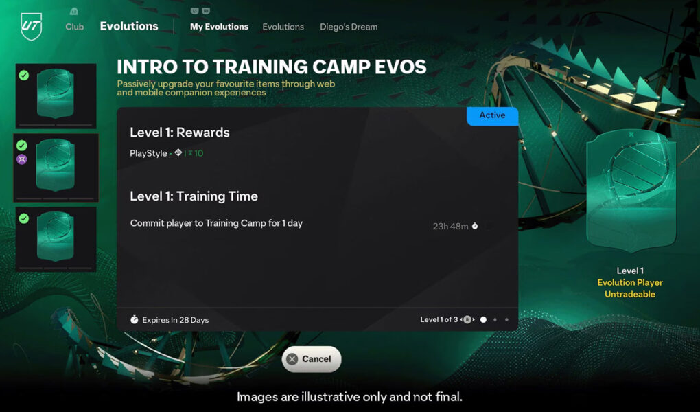 How the Training Camp Evolution Works in FUT 25 (Source: EA Sports)