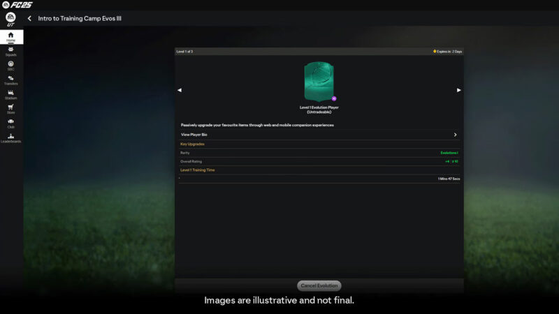 How the Training Camp Evolution Works in FUT 25 (Source: EA Sports)
